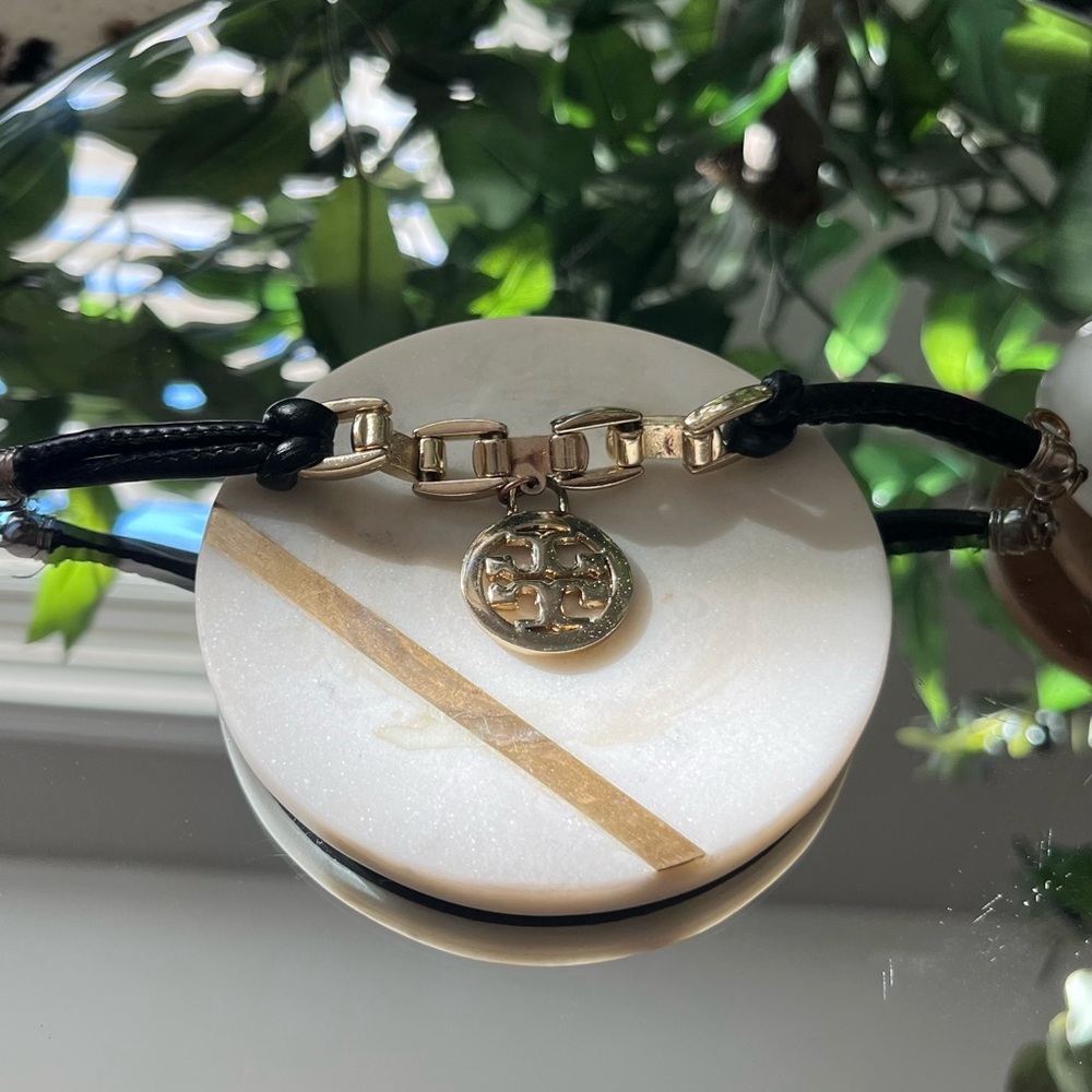 Tory Burch Black and Gold Charm Bracelet